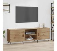 RMIHSJG Meuble TV en chêne artisanal, 150 x 30 x 50 cm, matériau dérivé du bois, avec portes à charnière et pieds coniques pour salon moderne, table multimédia fonctionnelle avec espace de rangement