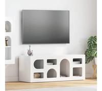 RMIHSJG Meuble TV moderne blanc brillant 100 x 35 x 40 cm en matériau dérivé du bois avec étagères pour salon et chambre à coucher, espace de rangement robuste pour home cinéma et rangement, durable