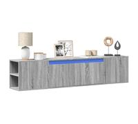 RMIHSJG Meuble TV mural avec éclairage LED gris Sonoma - Buffet TV bas - Commode - Buffet de salon - 180 x 31 x 39,5 cm