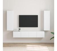 RMIHSJG Meuble TV mural moderne en 2 parties - Blanc - 30 x 31 x 100 cm - En bois avec portes pivotantes et étagères pour un rangement peu encombrant et une organisation élégante de l'espace de vie