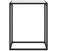 RMIHSJG Petite table de bistrot d'extérieur - Petite table d'appoint - Petite table de camping - Table console - Blanc - 60 x 35 x 75 cm - Verre trempé - Pour piscine, jardin, camping, extérieur