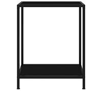 RMIHSJG Petite table de bistrot d'extérieur - Petite table d'appoint - Table de camping - Petite table console - Noir - 60 x 35 x 75 cm - Verre trempé - Pour piscine, jardin, camping et extérieur