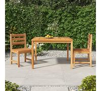 RMIHSJG Salon de jardin 3 pièces en teck massif avec chaises, meubles d'extérieur résistants aux intempéries pour terrasse et jardin, plateau de table stable et dossiers confortables, durable