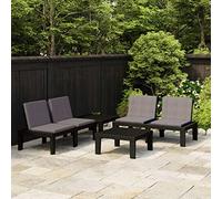 RMIHSJG Salon de jardin 4 pièces avec coussins en plastique gris, ensemble de sièges stables pour terrasse et balcon, coussins rembourrés résistants aux intempéries pour un grand confort, pratique
