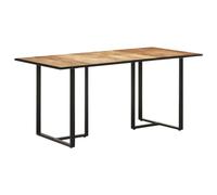 RMIHSJG Table à manger industrielle de 160 cm en bois de manguier massif avec pieds en fer revêtus de poudre pour plus de stabilité et de durabilité, design rustique avec grain de bois unique