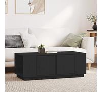 RMIHSJG Table basse noire 110 x 50 x 40 cm en pin massif - Petite table basse - Table basse - Petite table pour salon, chambre à coucher, extérieur, bureau
