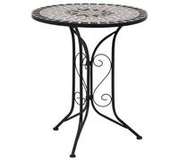 RMIHSJG Table de bistrot en mosaïque grise 60 cm Plateau de table en céramique avec structure en fer revêtu par pulvérisation pour balcon, jardin, terrasse, table d'appoint