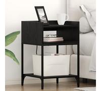 RMIHSJG Table de chevet en chêne noir, 40 x 40 x 61 cm, en bois avec cadre en métal, surface mate et gestion des câbles intégrée, étagères pratiques pour espace de rangement, design moderne