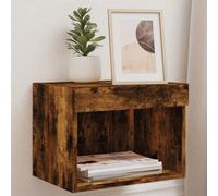 RMIHSJG Table de chevet murale avec lumières LED Chêne fumé Télévision Commode Buffet suspendu Buffet Salon HiFi Rack