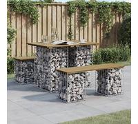 RMIHSJG Table de jardin en gabions 100 x 70 x 72 cm avec plateau en bois de pin imprégné et structure en acier stable pour terrasse et jardin - Titre optimisé : Table de jardin gabion