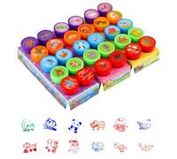 RMIVEGLIA 30 Mini Tampon Encreur Animaux Auto-encreurs, Tampon Enfant Coloré en Plastique en 5 Couleurs, Idéal comme Mini Tampon Encreur pour Anniversaire et Récompenses.