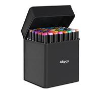 RMIVEGLIA Lot de 48 marqueurs à alcool, pinceaux double face, feutres pour enfants, également pour adultes, stylos graffiti avec pinceau et pointe de couleur, pour croquis, dessin et calligraphie.