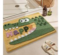 RMJCXYS Tapis de Bain Crocodile Vert Tapis Antidérapant Absorbant Doux Microfibre Lavable en Machine pour Douche Salle de Bain Chambre Cuisine Entrée Porte (40x60 cm)