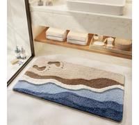 RMJCXYS Tapis de Bain Empreintes De La Mer Bleue Tapis Antidérapant Absorbant Doux Microfibre Lavable en Machine pour Douche Salle de Bain Chambre Cuisine Entrée Porte (40x60 cm)