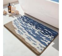 RMJCXYS Tapis de Bain Mer Bleue Tapis Antidérapant Absorbant Doux Microfibre Lavable en Machine pour Douche Salle de Bain Chambre Cuisine Entrée Porte (40x60 cm)