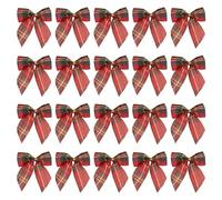 RmKbe 20 nœuds rouges à carreaux écossais de Buffalo pour Noël, décorations en tartan mini, nœuds en ruban à carreaux pour la maison, décoration intérieure et extérieure pour bricolages, décoration de