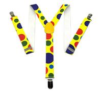 RmKbe Bretelles de pantalon de clown multicolores à pois réglables et élastiques en Y style Y Accessoire de fête Joker Cosplay pour homme et femme, multicolore, taille unique