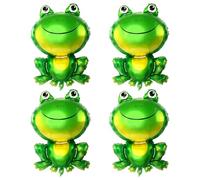 RmKbe Lot de 4 ballons gonflables en forme de grenouille en Mylar - Jouet de la jungle - Décoration de fête d'anniversaire pour enfants et tout-petits