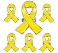 RmKbe Lot de 6 broches en forme de ruban jaune plaqué pour événements caritatifs - Accessoire d'événement caritatif - Événements caritatifs - Sensibilisation au cancer des os - Pour survivants