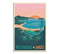 RMLKS Poster vintage de voyage Pays Basque, Landes Décoration murale Cadeau