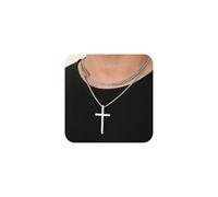 RMMD Chaîne en forme de croix pour homme - Chaîne avec pendentif en forme de croix - Bijou christianisme - Cadeau d'anniversaire pour homme et garçon, Acier inoxydable, Pas de gemme