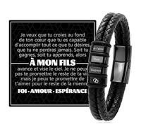 RMMD Idee Cadeau Anniversaire Fils, Bracelet Cuir Homme Cuir - Bracelet Anti Stress Cadeau pour Monsieur - Saint-Valentin, Retour à L'école,Premier Jour d'Ecole,Cadeaux Anniversaire Homme-5