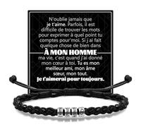 RMMD Idee Cadeau Anniversaire Homme, Bracelet Cuir Homme Cuir - Bracelet Anti Stress Cadeau de la part de sa Femme pour Mari, Saint-Valentin, Noël, Fiançailles, Anniversaire de Mariage