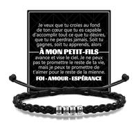 RMMD Idee Cadeau Anniversaire Petit -Fils, Bracelet Cuir Homme Cuir - Bracelet Anti Stress Cadeau pour Monsieur - Saint-Valentin, Retour à L'école,Premier Jour d'Ecole,Cadeaux Anniversaire Homme