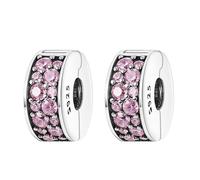 RMMY Abalorio Charm 925 Perles En Argent Sterling Pour Breloque Compatible EuropéEn Bracelets Collier Pink Clip Stopper Perles Oxyde Zirconium NoëL Saint Valentin Cadeau FêTe MèRes Femmes Filles