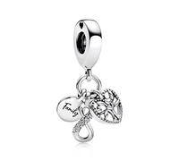 RMMY Breloques triples infini familial pendentifs pour bracelet collier Noël fête des Mères Halloween bijoux pour femme perles en argent sterling 925 avec zircone.