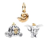 RMMY Carriage Elephant Enchanted Shell Dangle Charm Pendentif pour Bracelet Collier Fête des mères Cadeau pour les Femmes 925 Perles en Argent Sterling avec Zirconium Bijoux