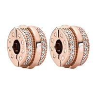 RMMY Charme 925 Perles En Argent Sterling Pour Breloque Compatible Pour Bracelets Collier Sparkling Row Clip Perles Oxyde De NoëL Saint Valentin Cadeau FêTe Des MèRes Charms Pour Femmes Packs Of 2