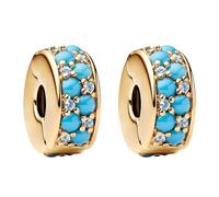 RMMY Charme Breloque Aqua Blue Clips Argent Sterling 925 Femmes Charms Et Perles Avec 5a Zircone Compatible Pour EuropéEn Bracelets Collier Saison Des DiplôMes 2pcs / Set