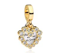 RMMY Charme Breloque Gold Sparkling Heart Double Dangle Argent Sterling 925 Femmes Charms Et Perles Avec 5a Zircone Compatible Pour EuropéEn Bracelets Collier