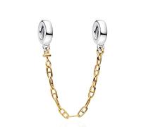 RMMY Charme Breloque Two Gold Pig Nose Safety Chain Argent Sterling 925 Femmes Charms Et Perles Avec 5a Zircone Compatible Pour EuropéEn Bracelets Collier Saison Des DiplôMes