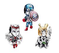 RMMY Charms Bouclier Héros et Magiques en Argent Sterling 925 pour Bracelet Collier Bijoux de Noël pour la Fête des Mères avec Zircone (Lot de 3)