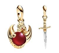 RMMY Charms Épée et Dragon en Argent Sterling 925 pour Bracelet Collier Bijoux de Noël pour la Fête des Mères avec Zircone (Lot de 2)