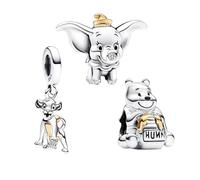 RMMY Elephant Lion Bear Charm Pendentif pour Bracelet Collier Fête des mères Cadeau pour les Femmes 925 Perles en Argent Sterling avec Zirconium Bijoux