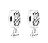 RMMY Infinity Symbol Heart Clip Charms 2pcs Pendentif Pour Bracelet Collier FêTe Des MèRes Cadeau Pour Les Femmes 925 Perles En Argent Sterling Avec Zirconium Bijoux
