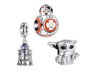 RMMY Movie Master Robot Dangle Charm Pendentif pour Bracelet Collier Fête des mères Cadeau pour les Femmes 925 Perles en Argent Sterling avec Zirconium Bijoux