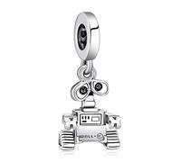 RMMY Perles en argent sterling 925 : Breloque Robot aux grands yeux pour bracelet et collier