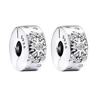 RMMY Sparkling Sun Clip Charms 2pcs Pendentif Pour Bracelet Collier FêTe Des MèRes Cadeau Pour Les Femmes 925 Perles En Argent Sterling Avec Zirconium Bijoux