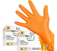 RMOVE 50+50 Gants en nitrile Diamond 8,5 gr. +140% d'épaisseur par rapport à 3,5 gr Gants antidérapants, Grip sur toute la paume pour une prise en main parfaite, Gants de travail antidérapants (XXL