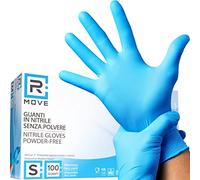 RMOVE Lot de 100 gants en nitrile bleu S sans poussière, sans latex, hypoallergéniques, gants jetables pour esthéticiennes, tatoueurs, milieux médicaux, gants alimentaires (S, bleu)