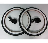 RMS - Lot de 2 pneus de vélo 20 x 1.75 + 2 chambres à air - Blanc et noir