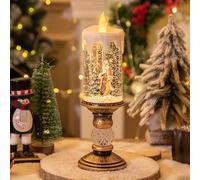 RMWQZRPV Décorations de Noël, bougies lumineuses, lumières de Noël en cristal, neige lumineuse, livré avec 8 chansons, chargement USB
