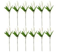 RNCOZE Lot de 12 fleurs artificielles de muguet de vallée - Bouquet de fleurs de mariage - Fausses cloches - Tige d'orchidée blanche - Pour arrangement floral, Vert