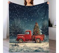 RNDKAUUIE Camion Rouge de Noël Couverture Imprimée en 3D pour Canapé, Lit, pour Toutes Les Saisons, pour Adultes Et Enfants 70x80inch(180x200cm)