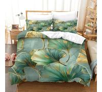 RNDKAUUIE Feuilles de Ginkgo 3D Imprimé Microfibre Hypoallergique Parure De Lit en Les Feuilles Housses De Couettes Ensemble avec Taie d'oreiller pour Adultes Enfants Filles Single（140x200cm）