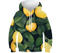RNDKAUUIE Fruits Frais Garçon Hoodie 3D Kids Fun Print Pull Motifs Mignons Hoodie Pocket 6-7Y
